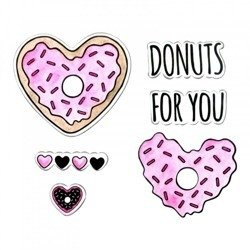Wykrojnik + stempel Sizzix Framelits - Donuts for You - serca pączki