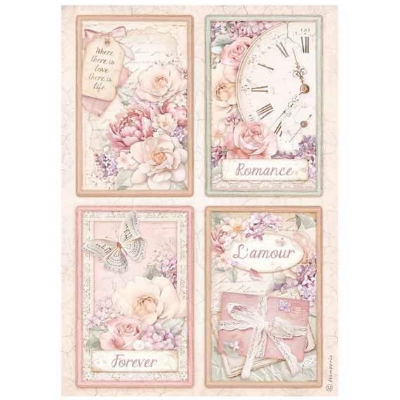 Papier ryżowy A4 - Stamperia - Romance Forever 4 karty