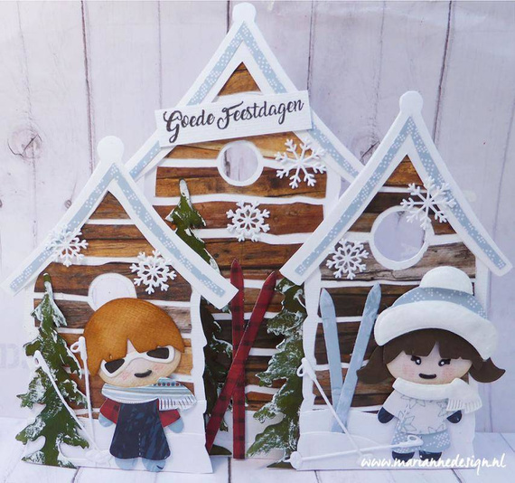 Wykrojnik - Marianne Design - Kim's Buddies - czapka, szalik, nauszniki