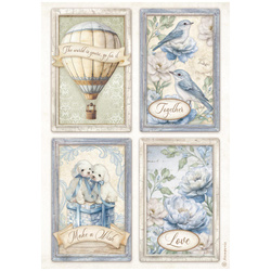 Papier ryżowy A4 - Stamperia - Timeless 4 Cards - 4 karty