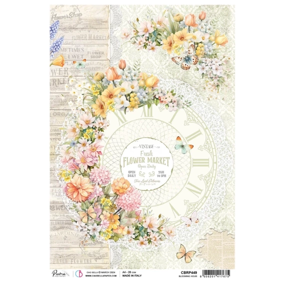 Papier ryżowy do decoupage A4 - Ciao Bella - Flower Shop - Blooming Hour