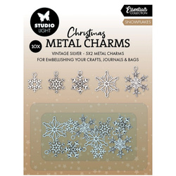 Zawieszki metalowe - Metal Charms - snowflakes - śnieżynki - Studio Light