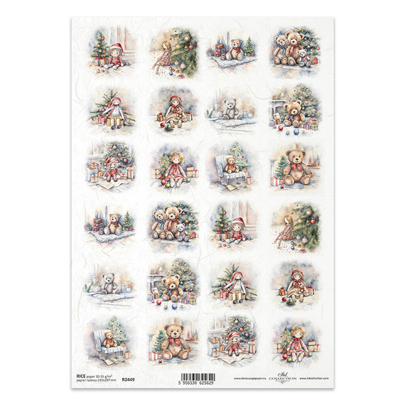 Papier ryżowy do decoupage A4 ITD-R2449 laleczki, misie