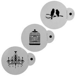 Szablon 3D - Pentart - ornament nr 15 - ptaki klatka żyrandol - 3szt