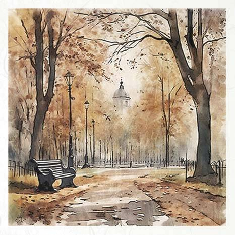 Zestaw papierów ryżowych - ITD RSM101 jesienne widoczki, jesień, park