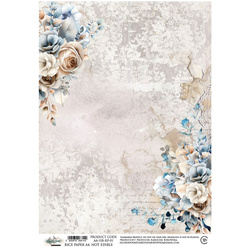 Papier ryżowy do decoupage A4 - Art of Alchemy - In shades of blue - kwiaty ślubne