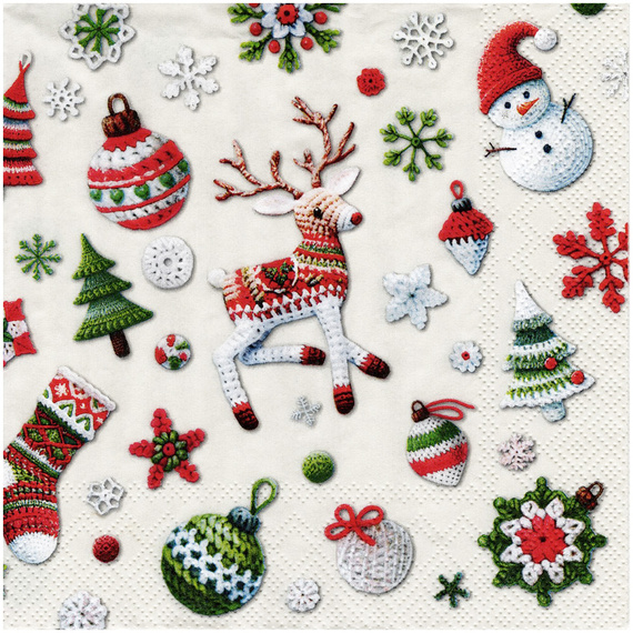 Serwetka do decoupage 33x33cm - Christmas handcrafts szydełkowe ozdoby