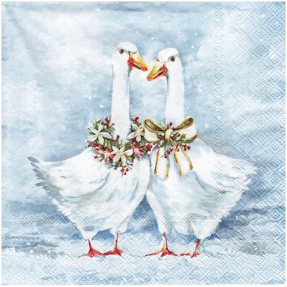 Serwetka 33x33cm - Two Goose Friends gąski
