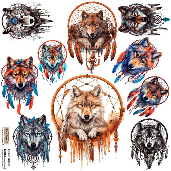 Naklejki - ScrapLove - Wilki boho