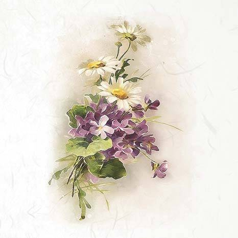 Zestaw papierów ryżowych - ITD RSM074 żonkile, narcyzy, margerytki