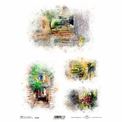 Papier ryżowy do decoupage ITD-R1602 - A4 - Romantyczne widoki