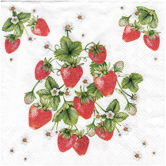 Serwetka 33x33cm - Bunch of strawberries truskawki