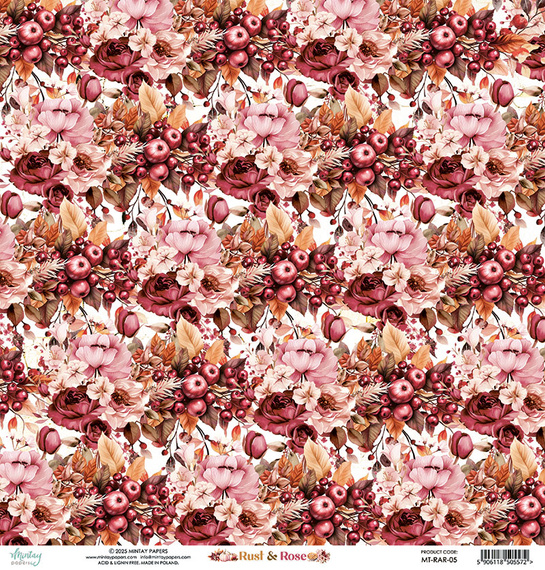 Papier do scrapbookingu 30x30 - Mintay - Rust & Rose 05
