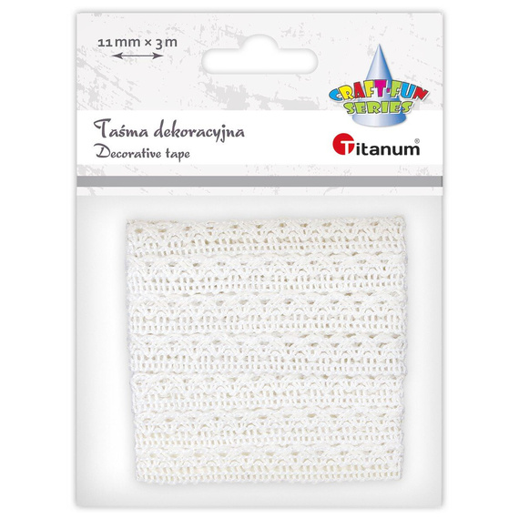 Koronka bawełniana biała 11mm x 3m