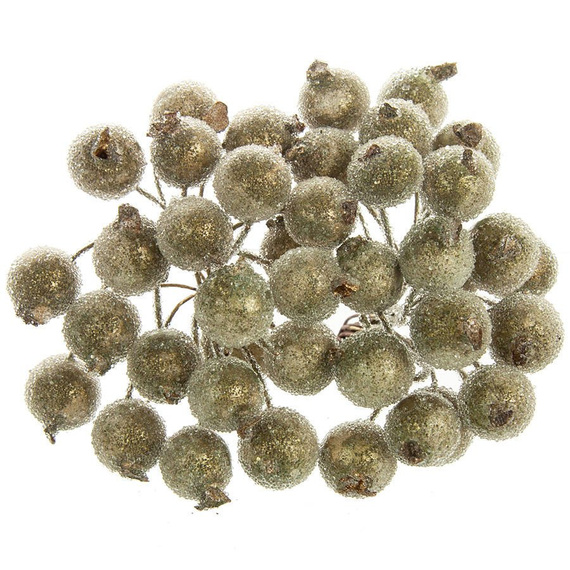 Jarzębina dekoracyjna złota oszroniona na druciku - 1 gałązka