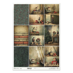 Papier ryżowy do decoupage A3 - retro święta, vintage, konik na biegunach -  R1553L - Itd Collection