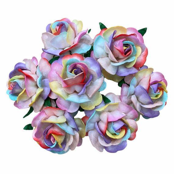 Różyczki - tęczowe 40mm - 25szt