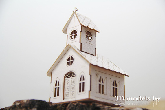 Tekturka - Mini church - mini kościół 8,3cm - Scrapiniec
