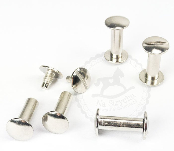 Śruba introligatorska metalowa 15mm srebrna 1szt