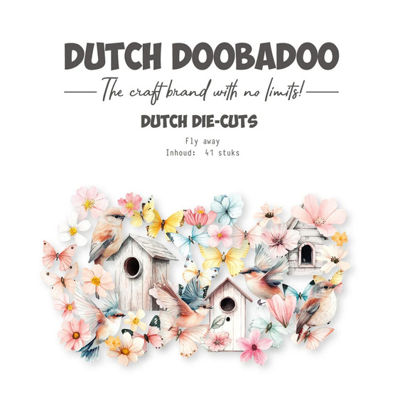 Papierowe elementy - Dutch Doobadoo - Fly Away kwiaty motyle ptaki