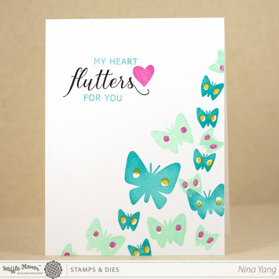 Stempel - Waffle Flower Crafts - Flutter - serca motyle