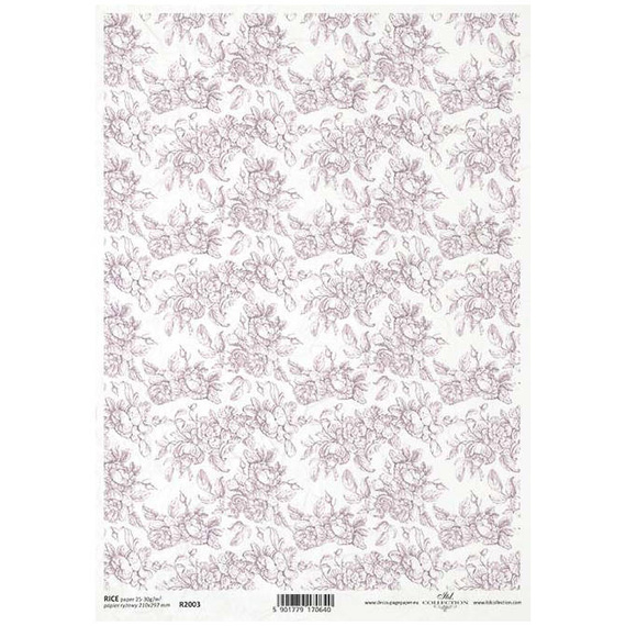 Papier ryżowy do decoupage A4 ITD-R2003 tło tapeta kwiaty, różowe