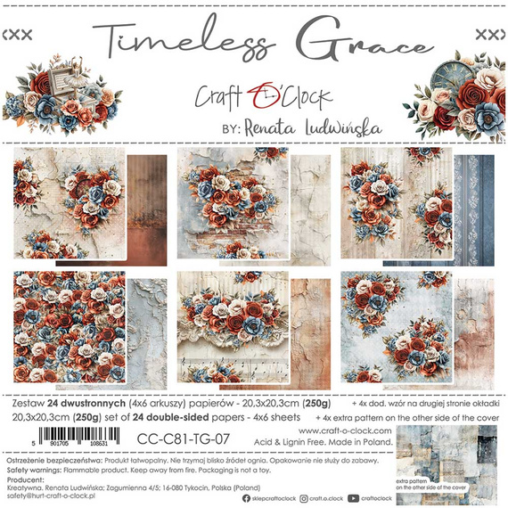 Zestaw papierów do scrapbookingu 20x20 - Craft o'clock - Timeless Grace