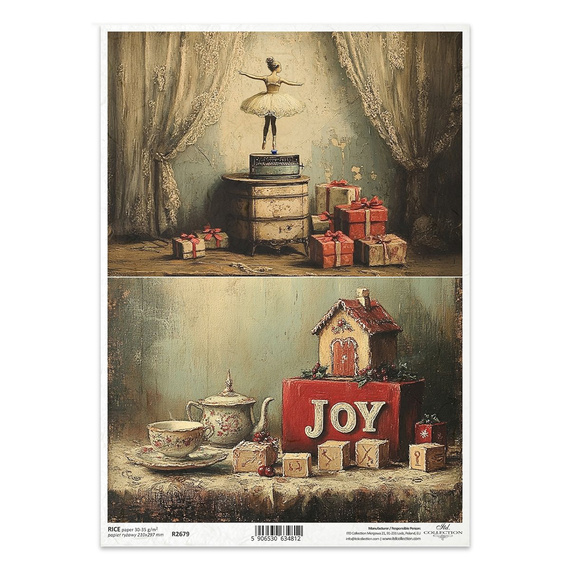 Papier ryżowy do decoupage A4 - baletnica, porcelana, domek - R2679 - Itd Collection 