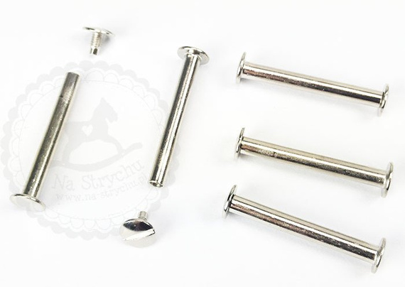 Śruba introligatorska metalowa 40mm srebrna 1szt