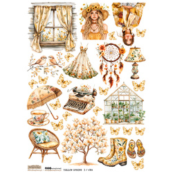 Papier ryżowy A4 - Scraplove - Yellow Spring 3 wiosna magnolia szklarnia kobieta