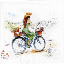 Serwetka do decoupage 33x33cm - Cycling kobieta na rowerze