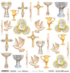 Papier 30x30 - ScrapAndMe - Christening - arkusz do wycinania