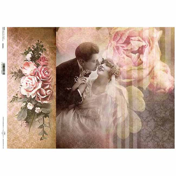 Papier ryżowy do decoupage, vintage, retro, młoda para ITD-R383L - A3