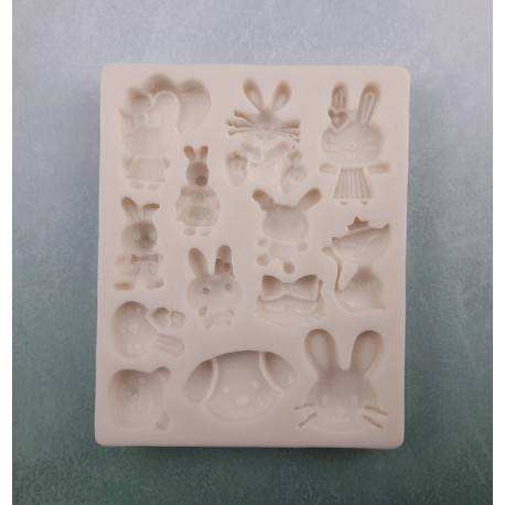 Foremka silikonowa - Pentart - zwierzęta mix króliki koty