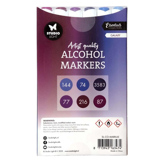 Markery alkoholowe dwustronne Galaxy Essentials nr 45 - Studio Light - 6 szt.