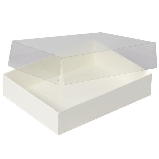 Pudełko z pełną szybką prostokątne kremowe - Rzeczy z papieru