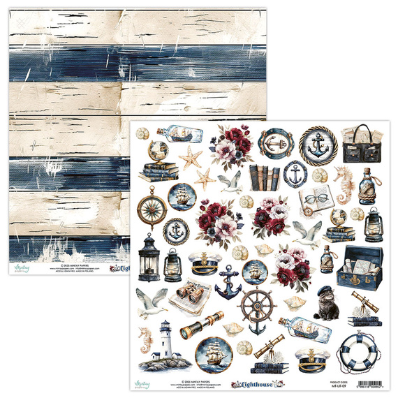 Papier z emementami do scrapbookingu 30x30 - Mintay - Lighthouse