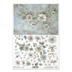 Papier ryżowy do decoupage A4 - kwiaty 3D - R260 - Itd Collection