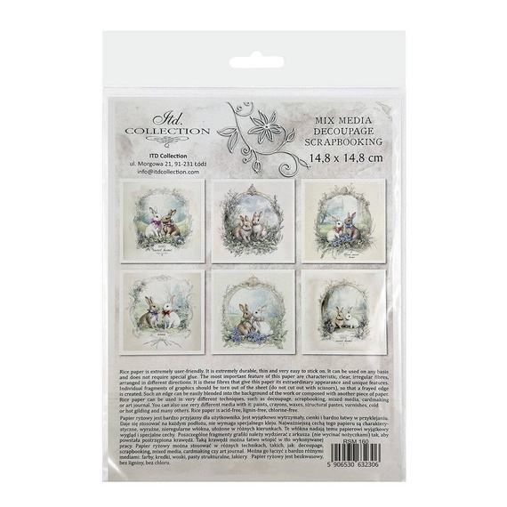 Zestaw papierów ryżowych - zajączki wielkanocne - RSM160 - Itd Collection
