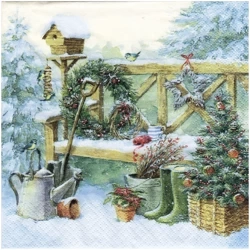 Serwetka 33x33cm - Winter Gardening zimowy ogród
