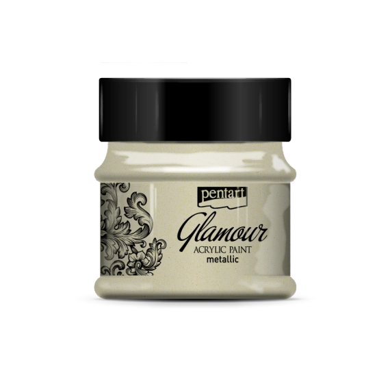 Farba akrylowa Glamour - Pentart - metaliczne antyczne srebro 50ml