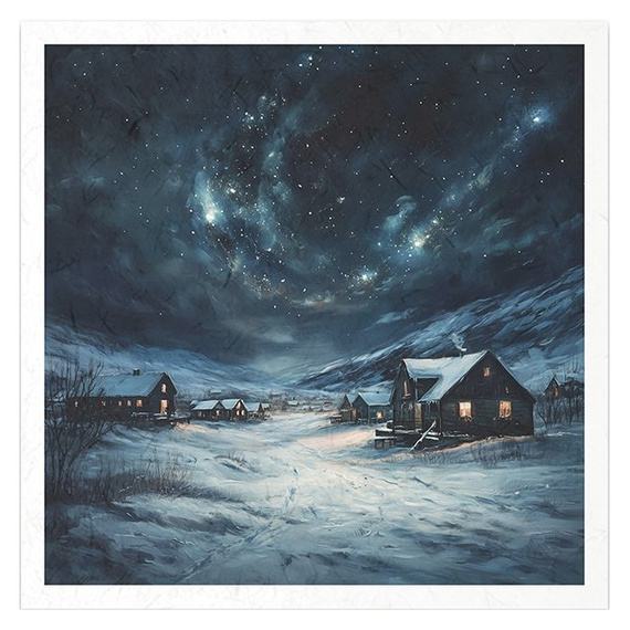 Zestaw papierów ryżowych - krajobraz nocą, zima, sowa, domek, gwiazdy - RSM179 - Itd Collection