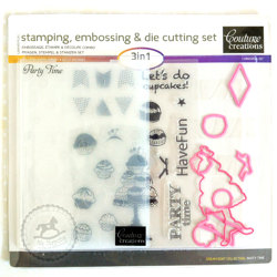 Wykrojniki, folder i stemple - Couture Creations - 3 in 1 Set - Party Time Dreamboat Collection - babeczki