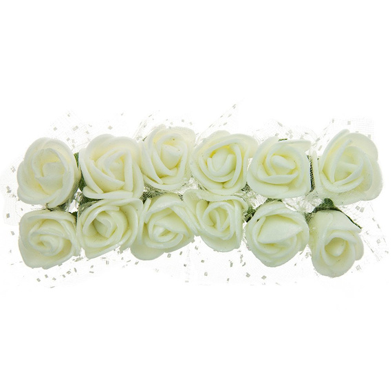 Kwiatki piankowe ecru z tiulem