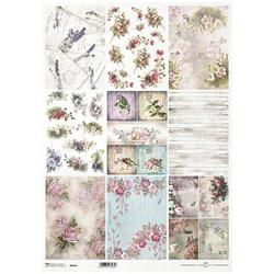 Papier ryżowy do decoupage A3 ITD-873L deski, kwiaty