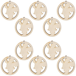 Drewniana ozdoba zawieszka bombka 6 cm - Święty Mikołaj - 10szt