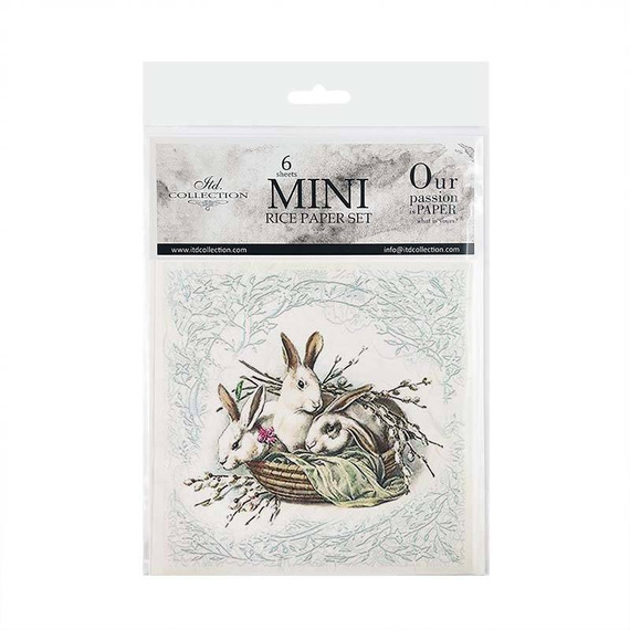 Zestaw papierów ryżowych - ITD RSM070 vintage, zające wielkanocne