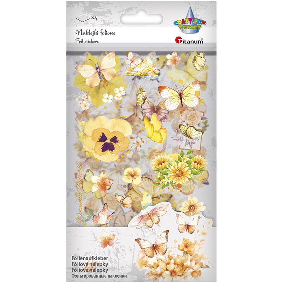 Naklejki foliowe - Żółte kwiaty i motyle