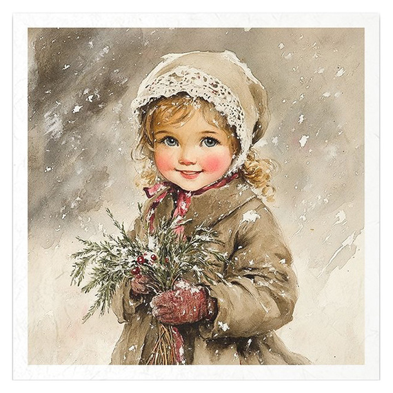 Zestaw papierów ryżowych - dzieci vintage, Boże Narodzenie - RSM185 - Itd Collection