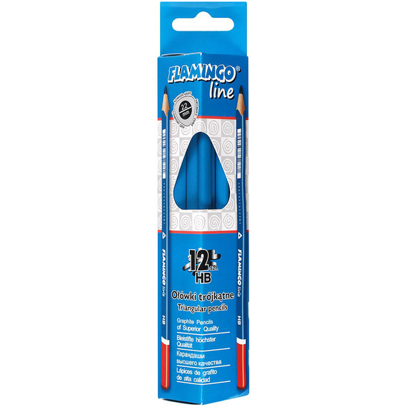 Ołówki trójkątne HB Flamingo - zestaw 12szt.